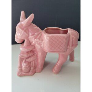 Vintage McCoy Pink Ceramic Donkey Planter Mexican Siesta